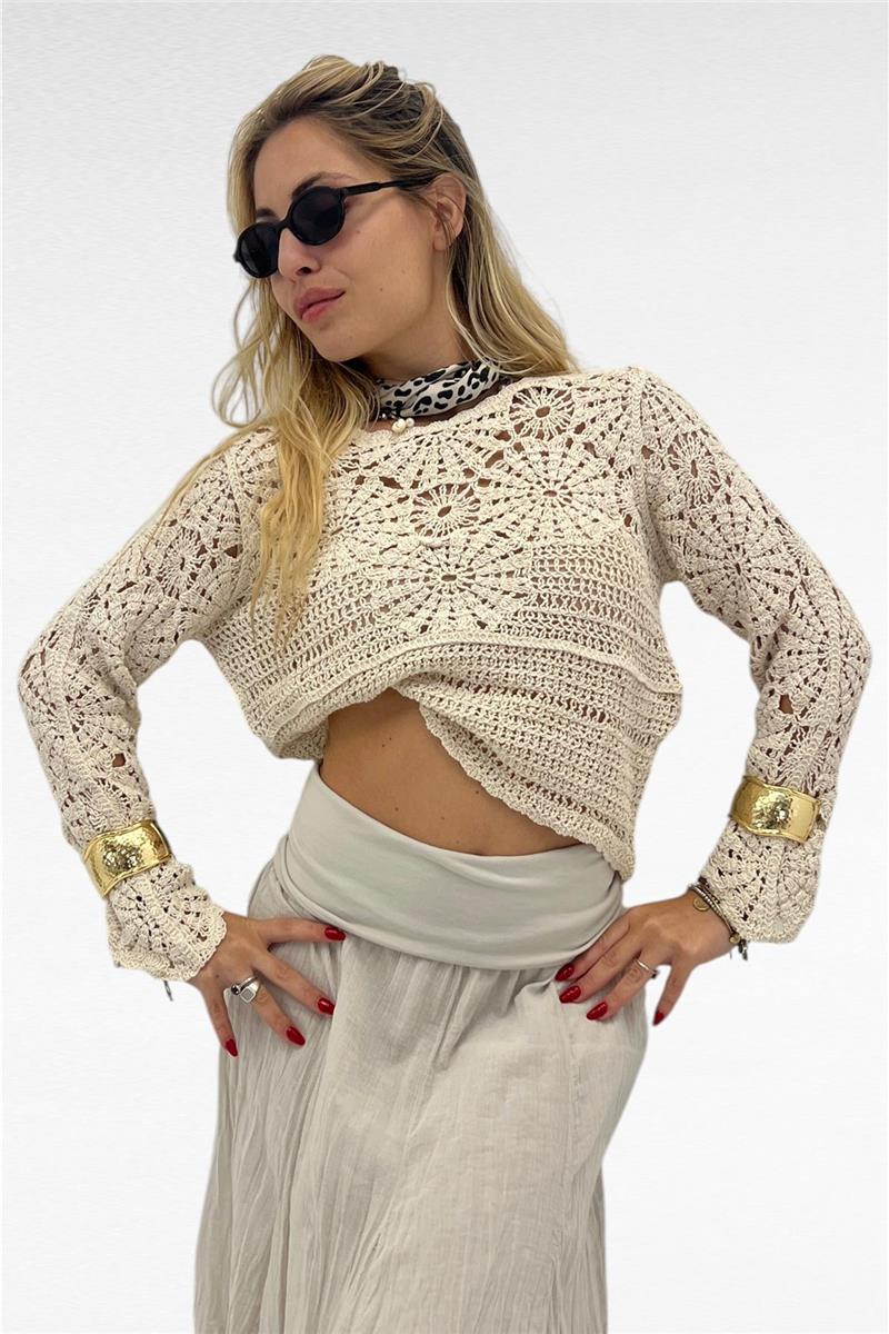 maglia con manica lunga macrame'